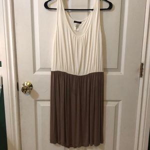 Knee length creme and brown dress